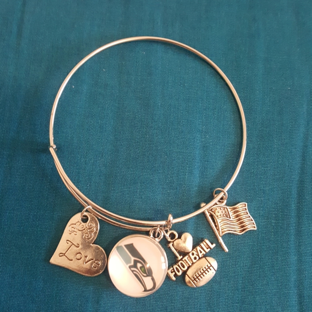 Seattle Seahawks silver charm bracelet